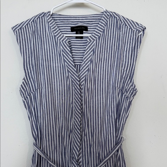 Tahari Blue and White Striped Midi Dress - Picture 5 of 9